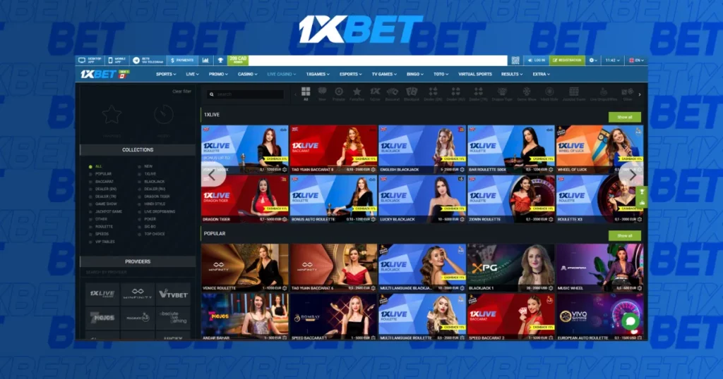 Live Casino in 1XBet APP in Spain